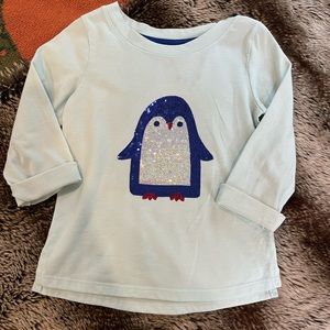 Cat & Jack || Turquoise Glitter Penguin Longsleeve Shirt